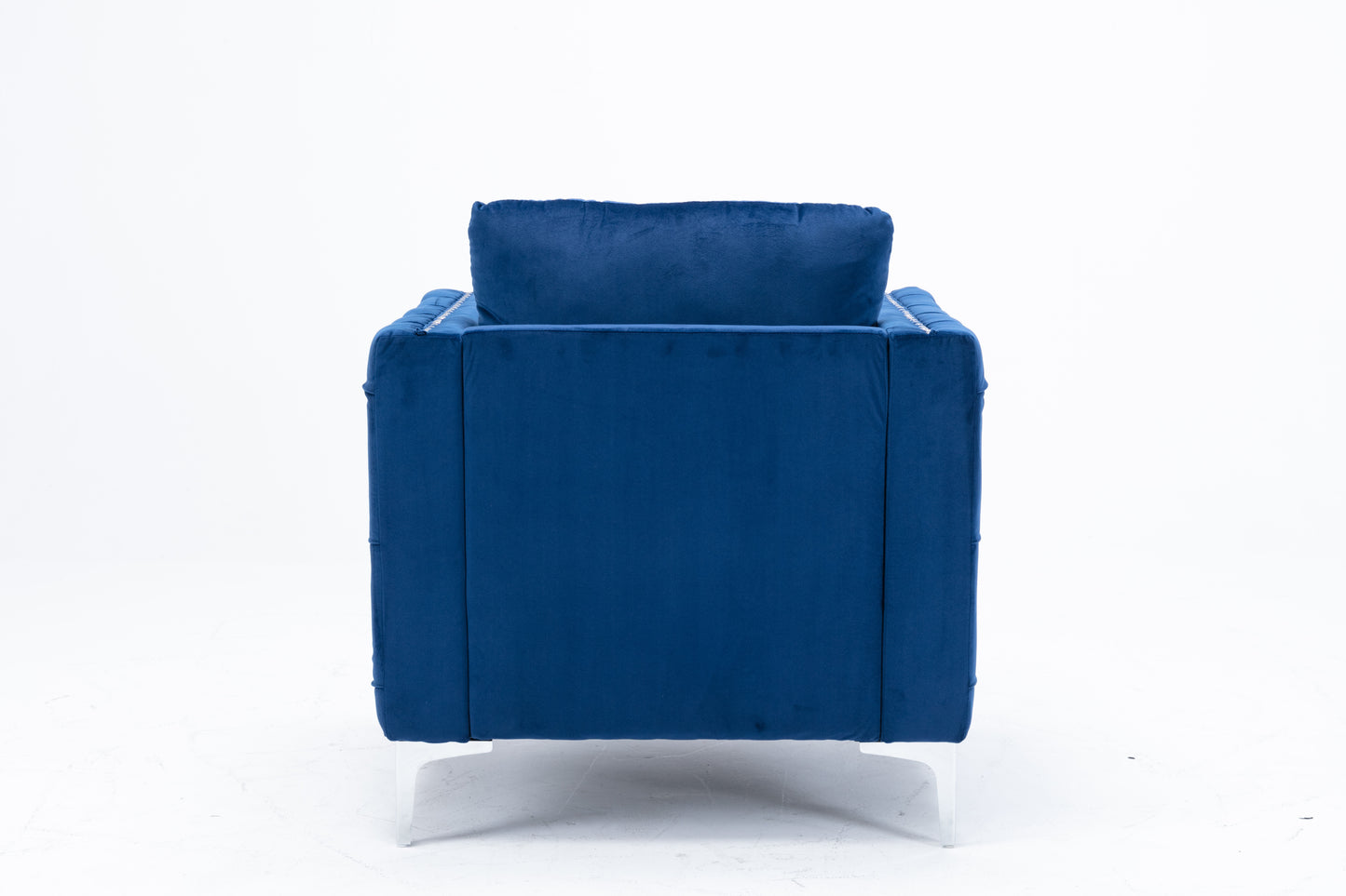 Modern Velvet Armchair Tufted Button Accent Chair Club Chair with Steel Legs for Living Room Bedroom,Navy
