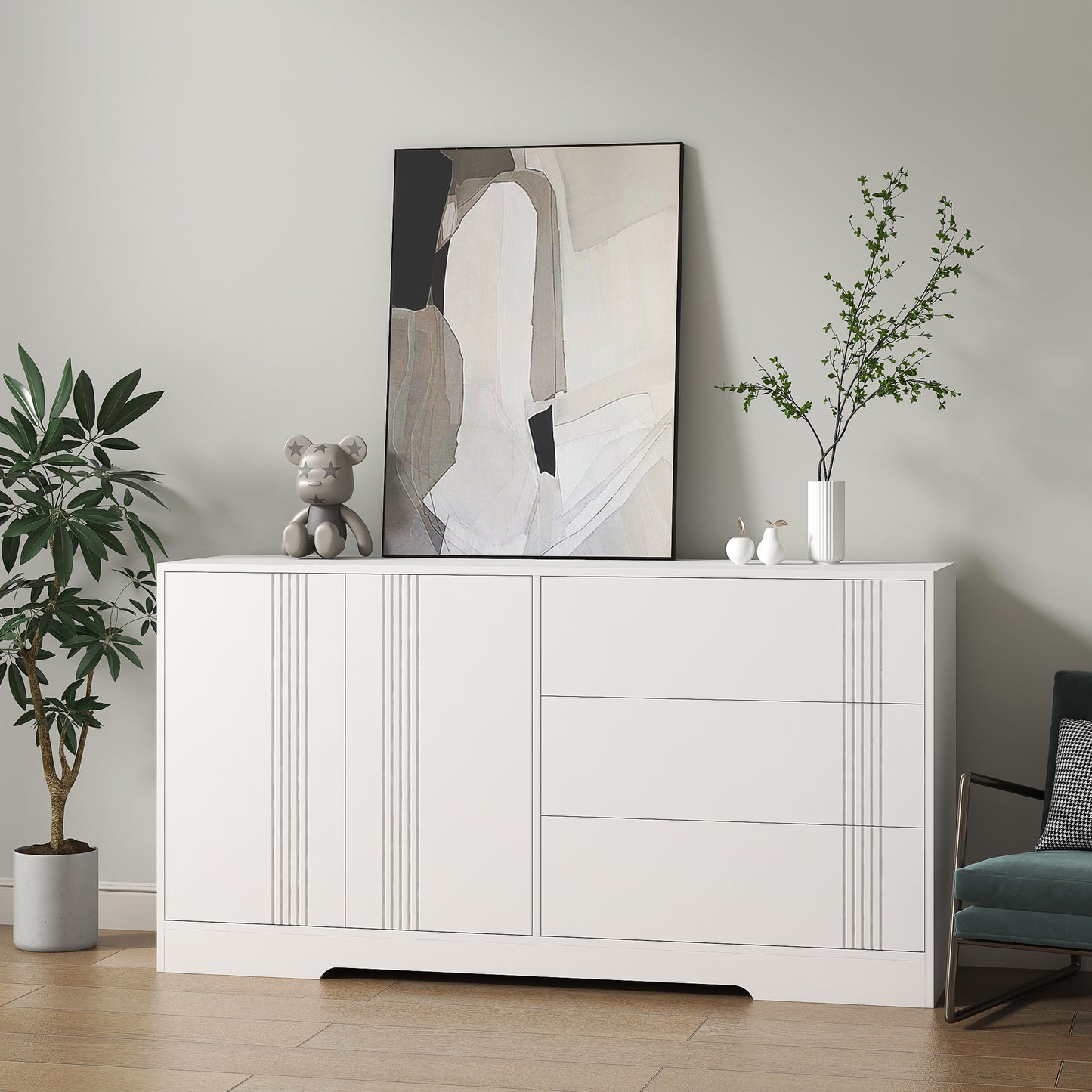 Sideboard Buffet Cabinet with Storage, Modern Kitchen Buffet Storage Cabinet with Drawer and Doors,  Large Coffee Bar with Adjustable Shelves for Kitchen