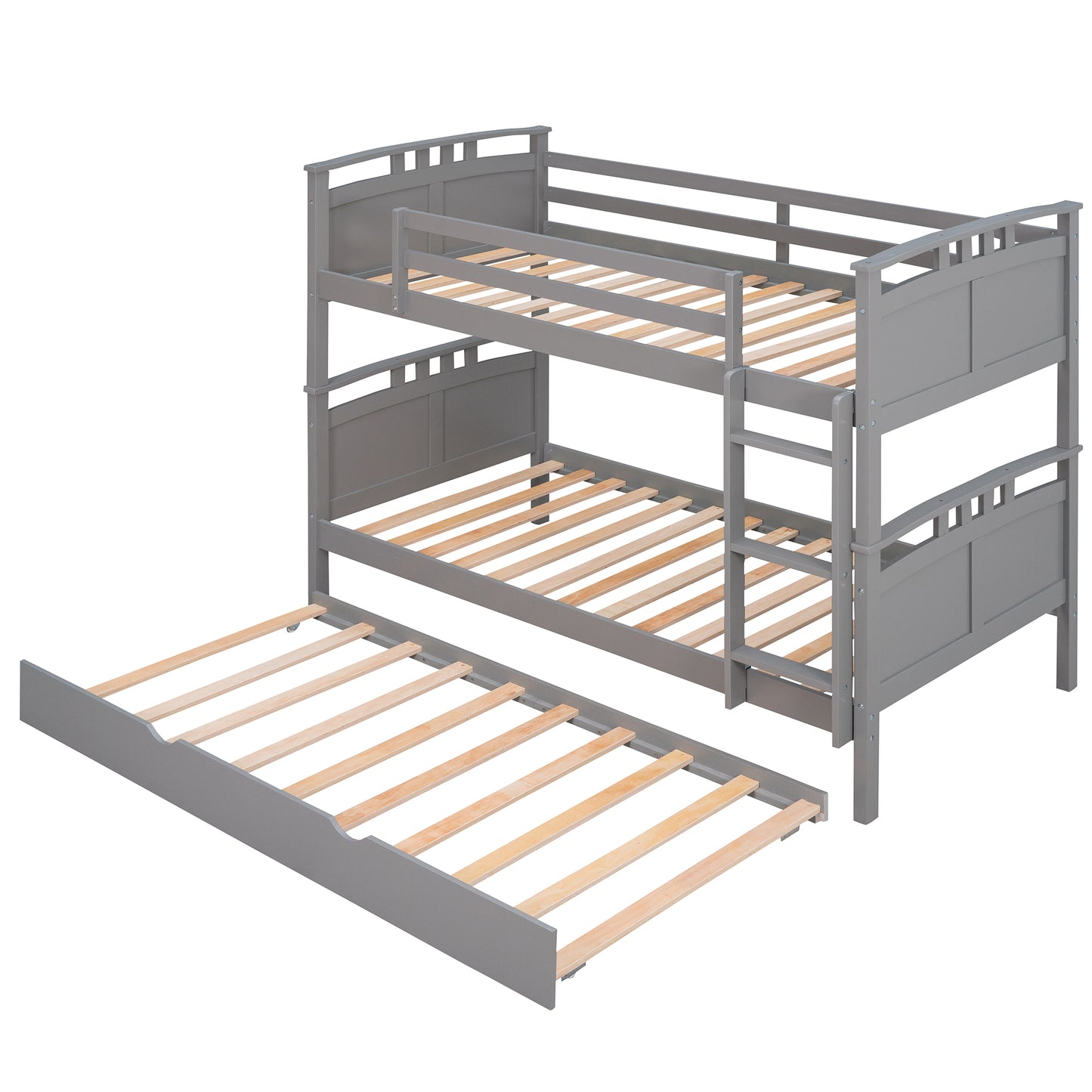 Twin-Over-Twin Bunk Bed with Twin size Trundle , Separable Bunk Bed for Bedroom - Grey