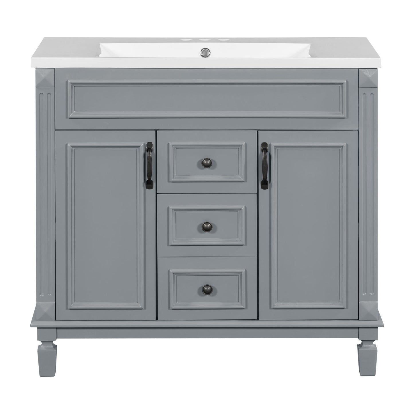 36'' Bathroom Vanity with Top Sink, Modern Bathroom Storage Cabinet with 2 Soft Closing Doors and 2 Drawers, Single Sink Bathroom Vanity