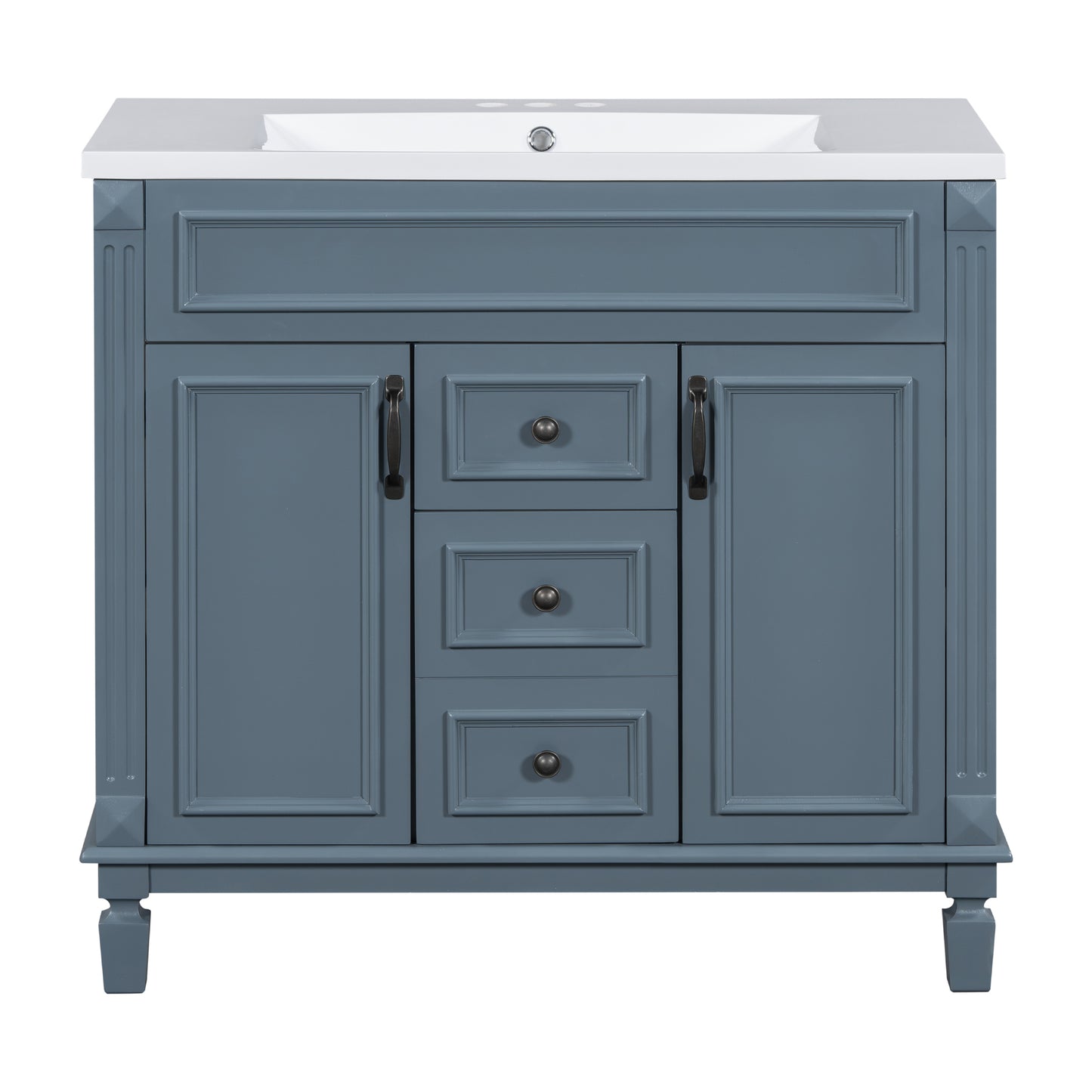 36'' Bathroom Vanity with Top Sink, Modern Bathroom Storage Cabinet with 2 Soft Closing Doors and 2 Drawers, Single Sink Bathroom Vanity