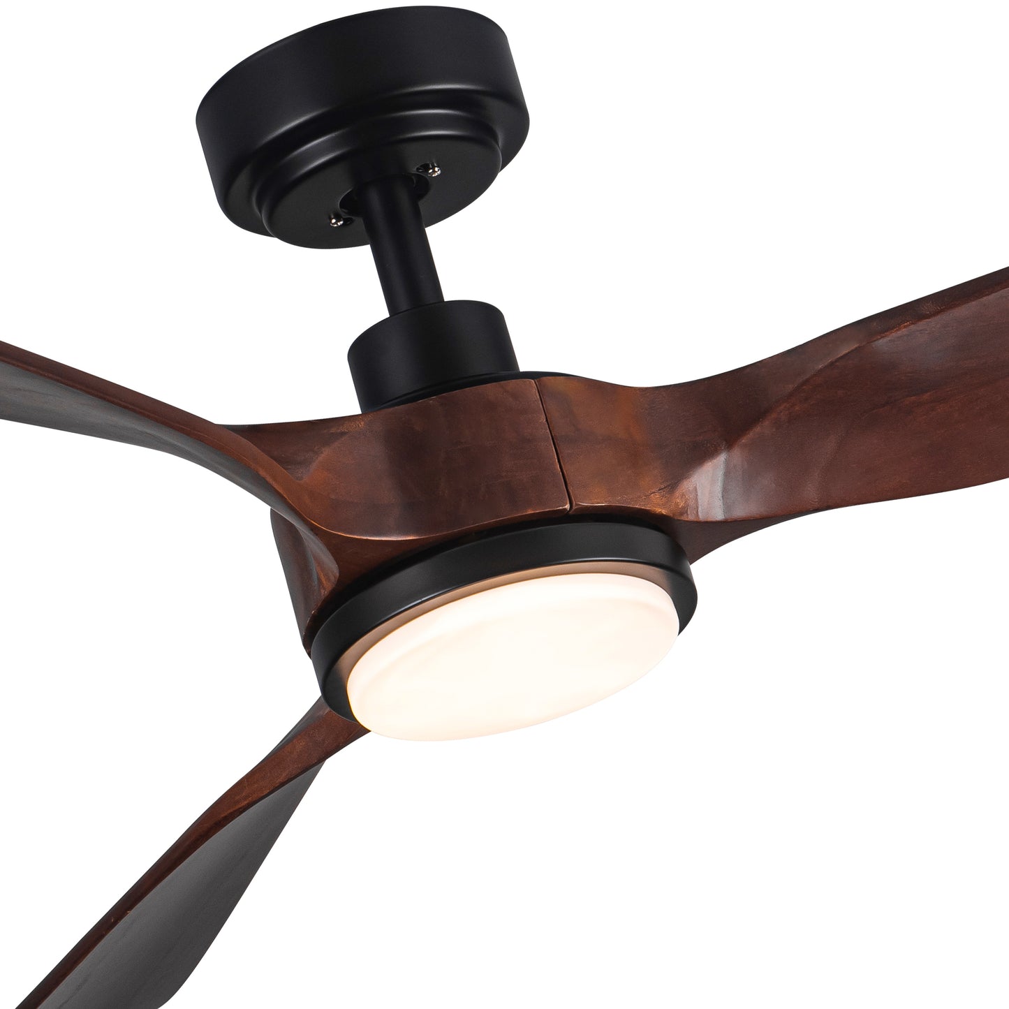 52 in. Integrated LED Indoor Brown Wood Ceiling Fan with Light Kit and Remote Control