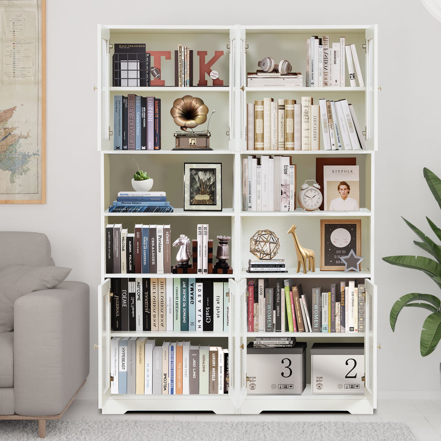 67" Tall Bathroom Storage Cabinet with Doors and Shelves, Towel Cabinet for Bathroom Freestanding, Linen Cabinet for Bathroom Storage 6 Tier, White Kitchen Pantry Cabinet Wood