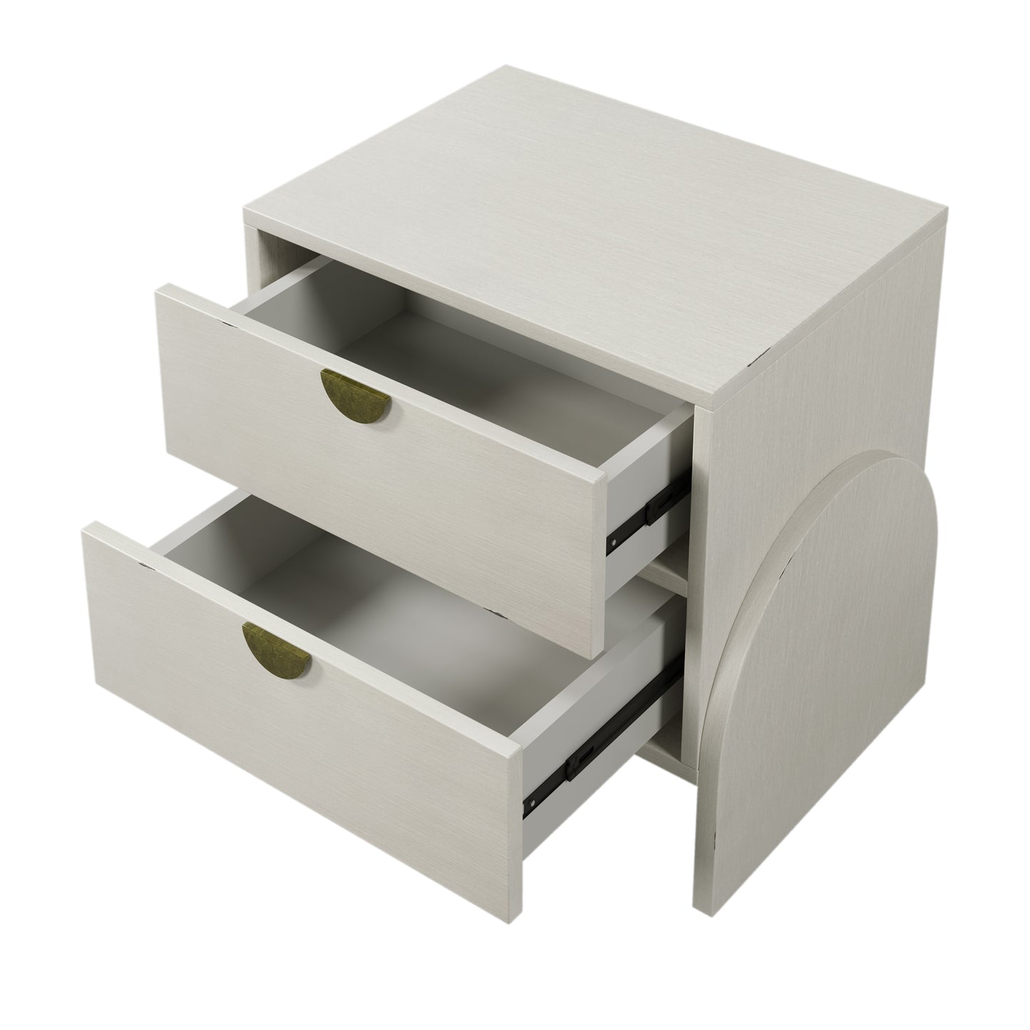 Retro Style Rubber Wood Venner Two-Drawer Bed Side Table Nightstand End Table for Living Room, Children's Room, Adult Room, Antique White