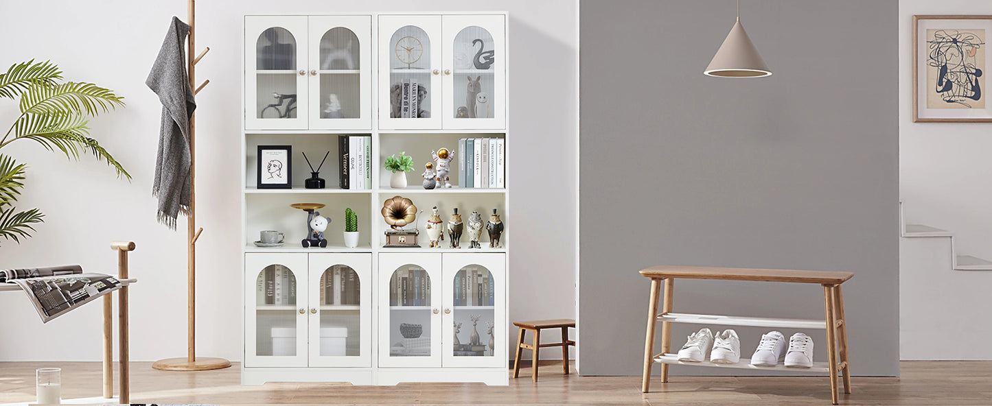 67" Tall Bathroom Storage Cabinet with Doors and Shelves, Towel Cabinet for Bathroom Freestanding, Linen Cabinet for Bathroom Storage 6 Tier, White Kitchen Pantry Cabinet Wood