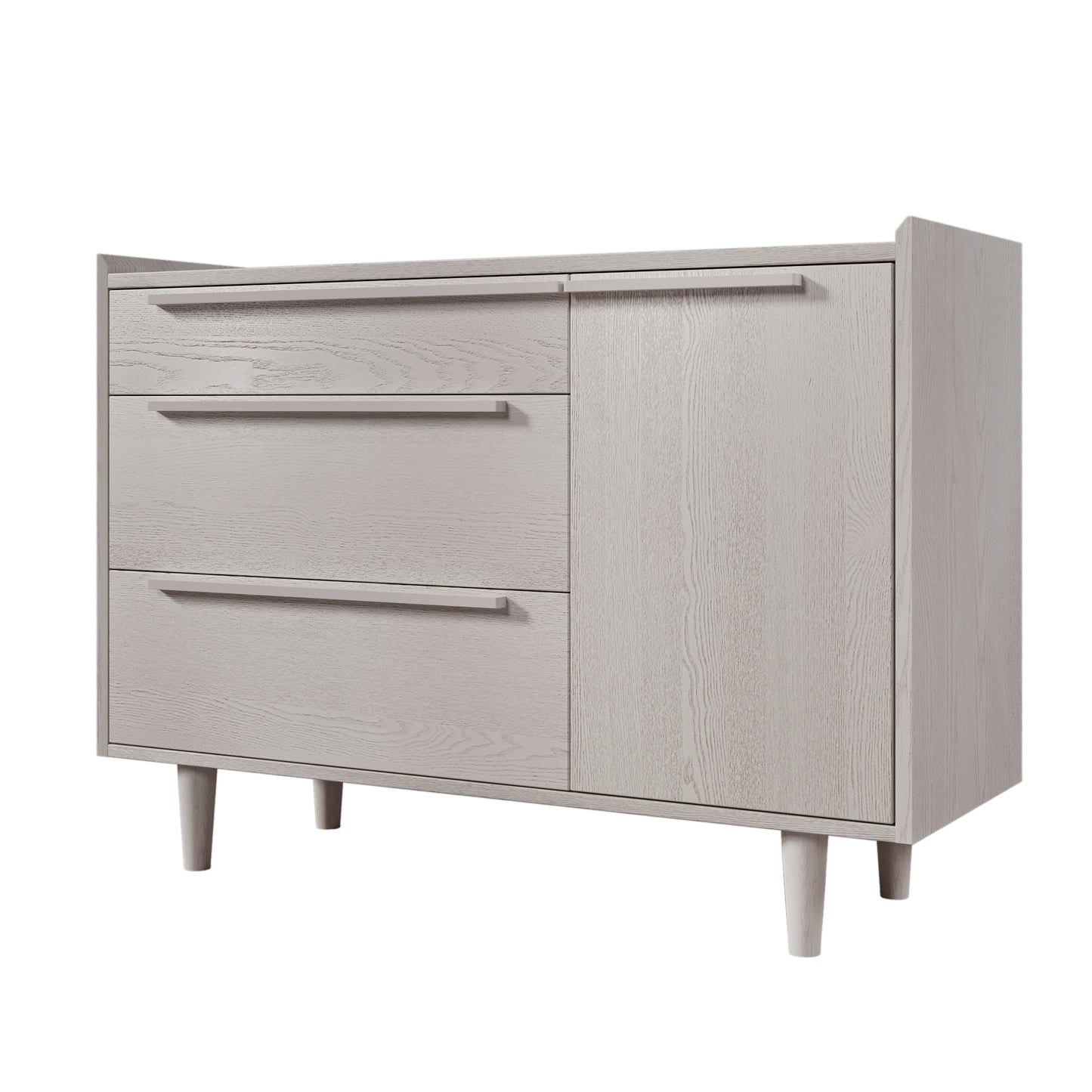 Modern Sideboard with 3 Drawers Storage Cabinet Entryway Floor Cabinet Sideboard Dresser with Solid Wood Legs for bedroom and living room , Stone Gray