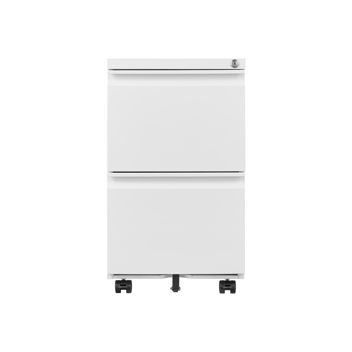 Metal 2 Drawer Mobile File Cabinet with Lock, Under Desk Office Steel Filing Cabinet, 25.6''H Legal/Letter Size Files Storage Cabinet,White