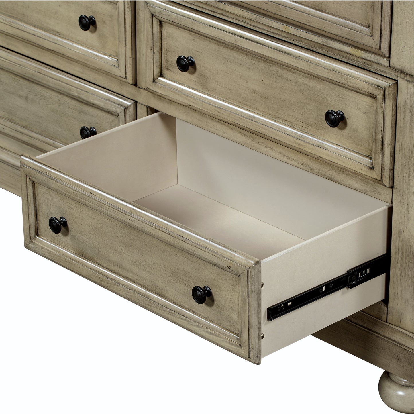 Solid Wood Seven-Drawer Dresser with Changing Topper for Nursery, Kid's Room, Bedroom, Stone Gray