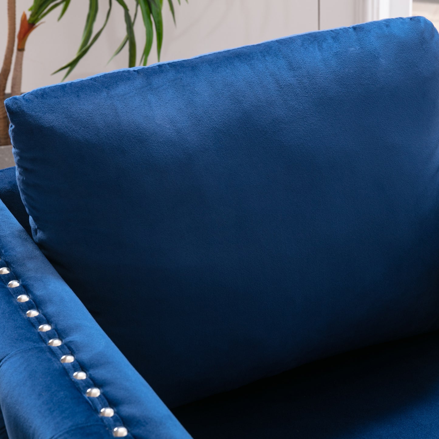 Modern Velvet Armchair Tufted Button Accent Chair Club Chair with Steel Legs for Living Room Bedroom,Navy
