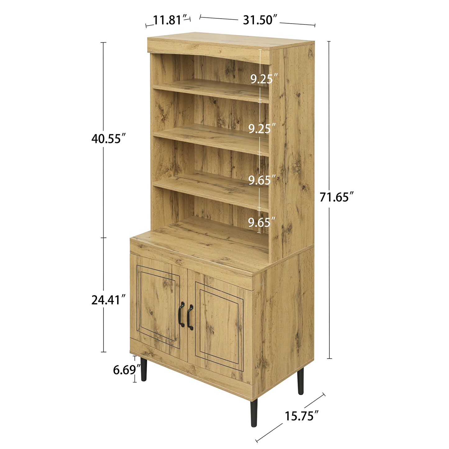 72" Kitchen Pantry Cabinet, Tall Storage Cabinet, Pantry Cupboard with Doors and Adjustable Shelves, Modern Utility Pantry Cabinet for Dining Room, Living Room (Walnut)