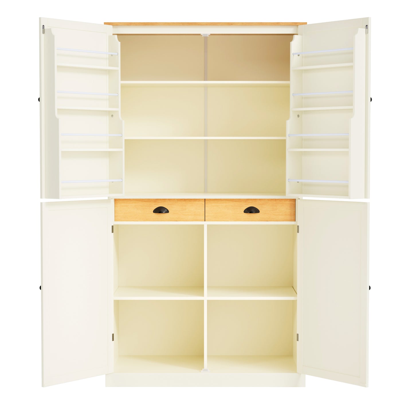 [Assembly Video Provided]TOPMAX 40.2x20x71.3inch High Freestanding Kitchen Pantry Large Cupboard Storage Cabinet with 2 Drawers, 2 Adjustable Shelves, 8 Door Shelves for Kitchen, Dining Room,Cream