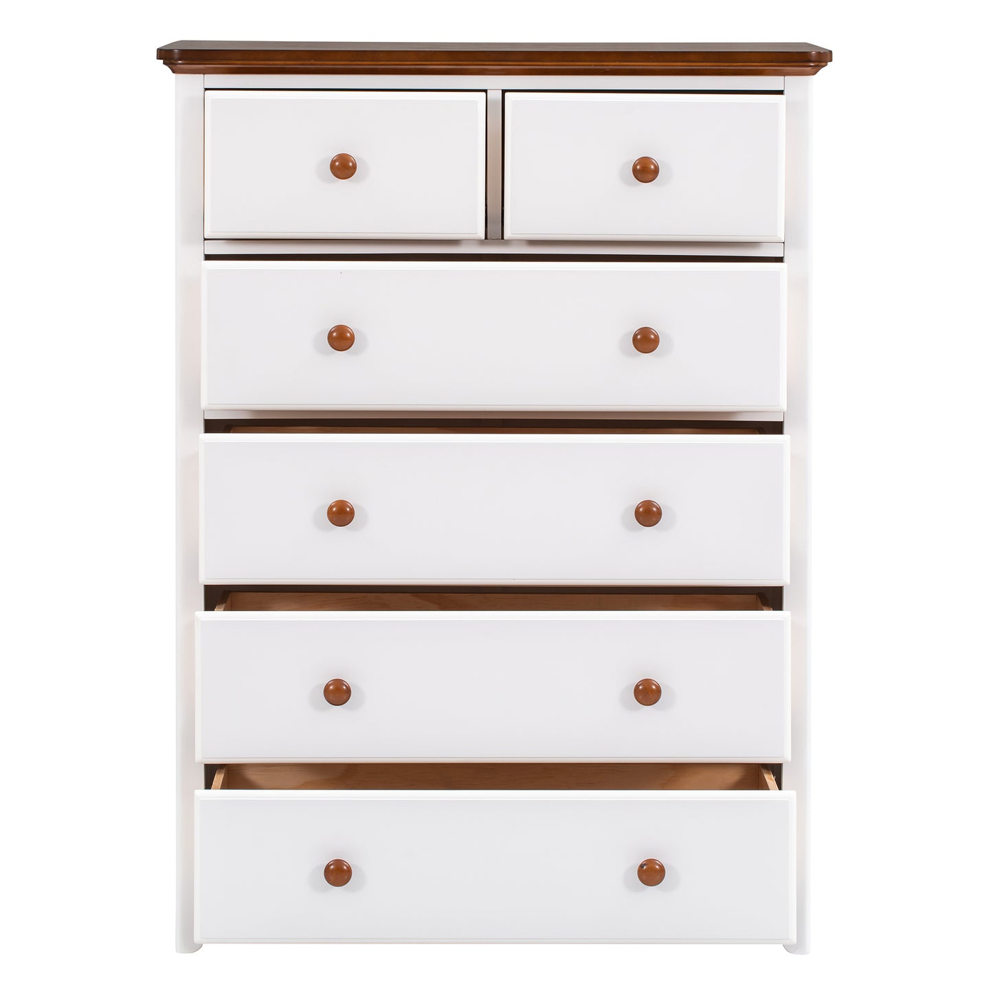 Rustic Wooden Chest with 6 Drawers,Storage Cabinet for Bedroom,White+Walnut