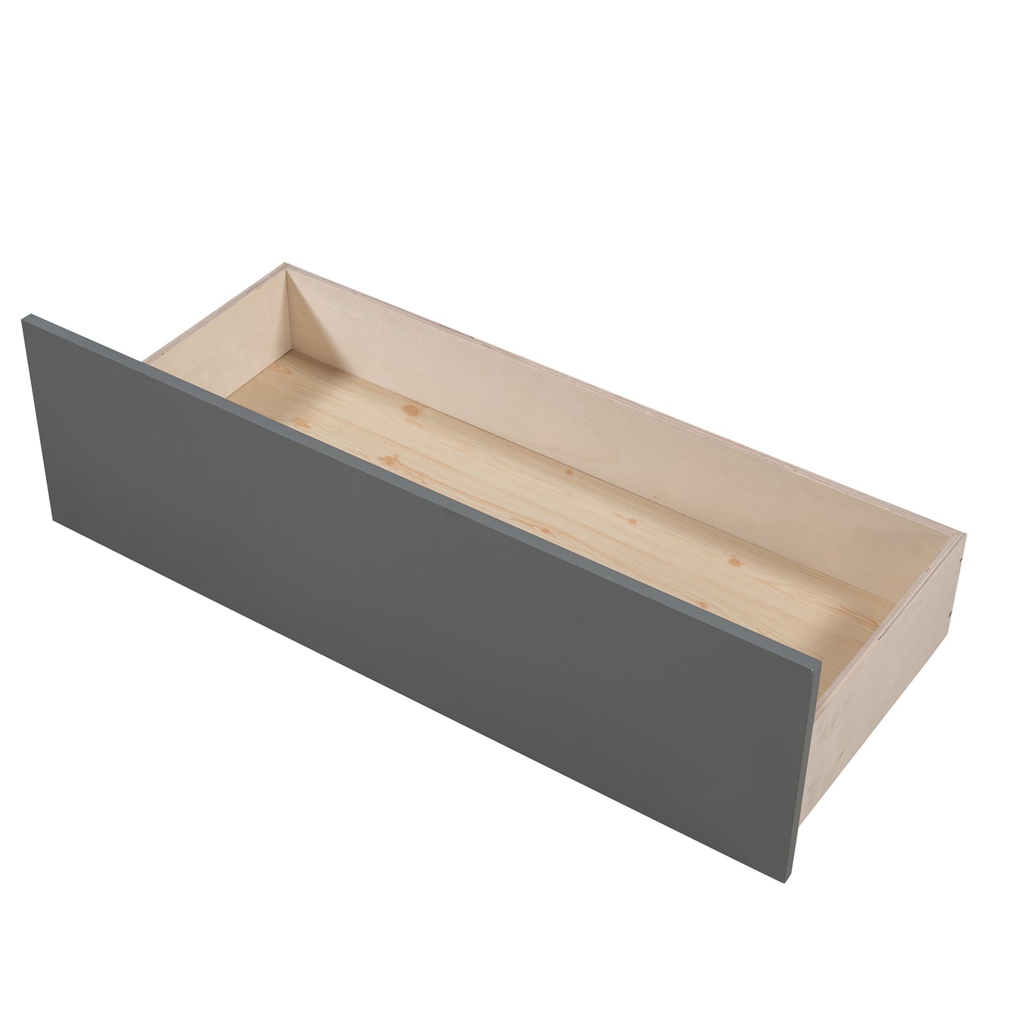 Twin Size House Bed Wood Bed with Two Drawers ( Gray )