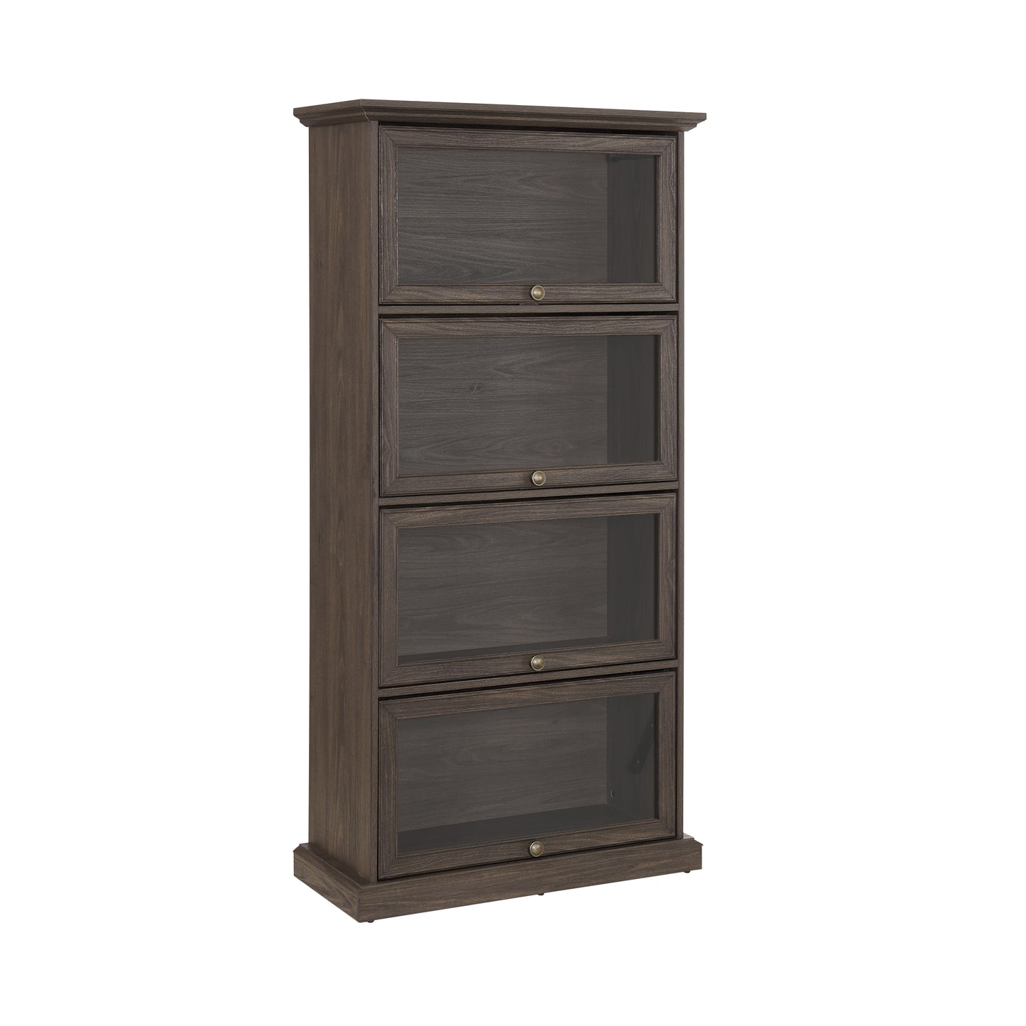 Glass display cabinet 4 Tier Glass Display Cabinet Storage Curio Cabinet with Flip up Glass Doors, Collectors Showcase Toy Figure Organizers Rack, Bookcase for Living Room BRO