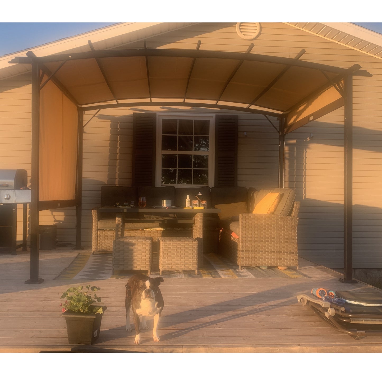 12 x 9 Ft Outdoor Pergola Patio Gazebo,Retractable Shade Canopy,Steel  Frame Grape Gazebo,Sunshelter Pergola for Gardens,Terraces,Backyard-Beige Same as W419S00017