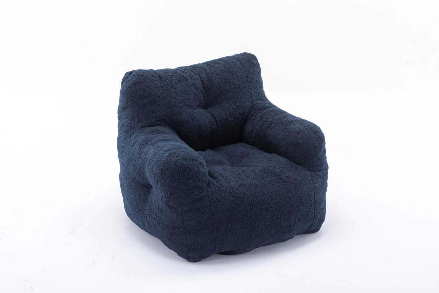 010-Soft Teddy Fabric Tufted Foam Bean Bag Chair With Teddy Fabric Dark Blue