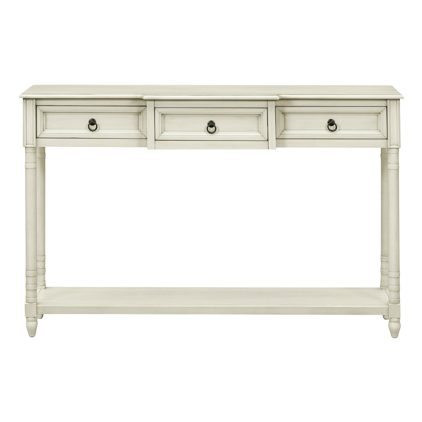TREXM Console Table Sofa Table with Drawers for Entryway with Projecting Drawers and Long Shelf (Antique White, OLD SKU: WF189574AAK)