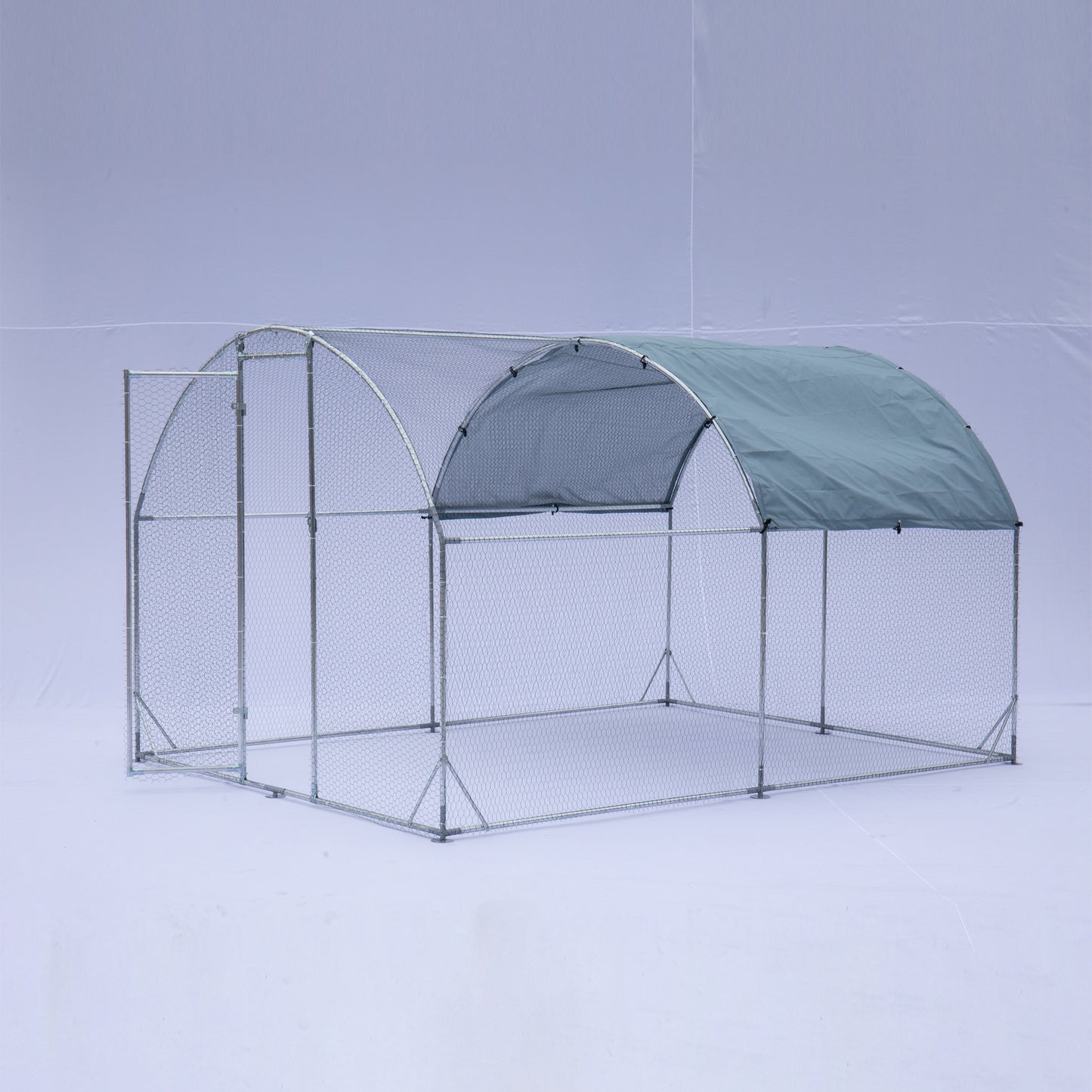 Large metal chicken coop upgrade three support steel wire impregnated plastic net cage, Oxford cloth silver plated waterproof UV protection, duck rabbit sheep bird outdoor house 9.2'W x 12.5'L x 6.5'H