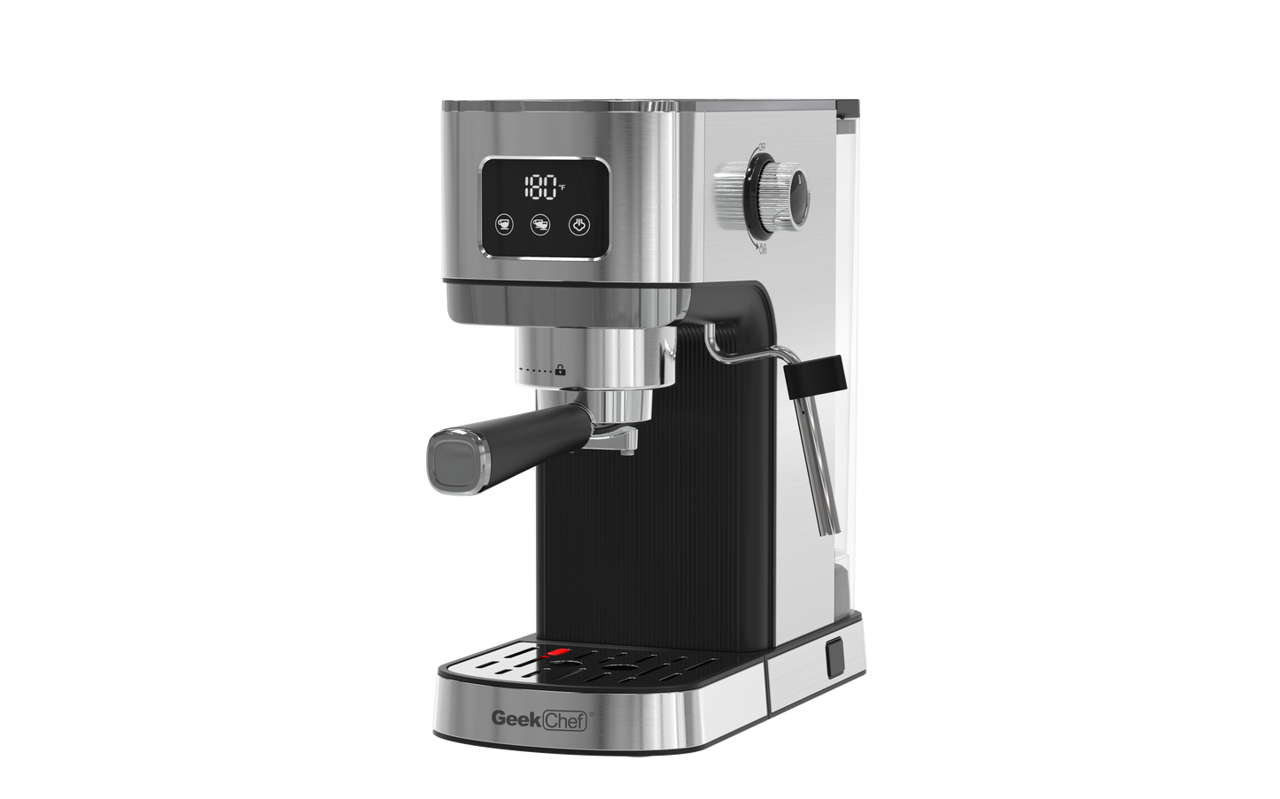 Geek Chef Espresso Machine, Cappuccino & Latte Machine with ESE POD Filter & Milk Frother Steam Wand, Accurate Temperature & Time Control, Compact Coffee Machine for Home,Stainless Steel