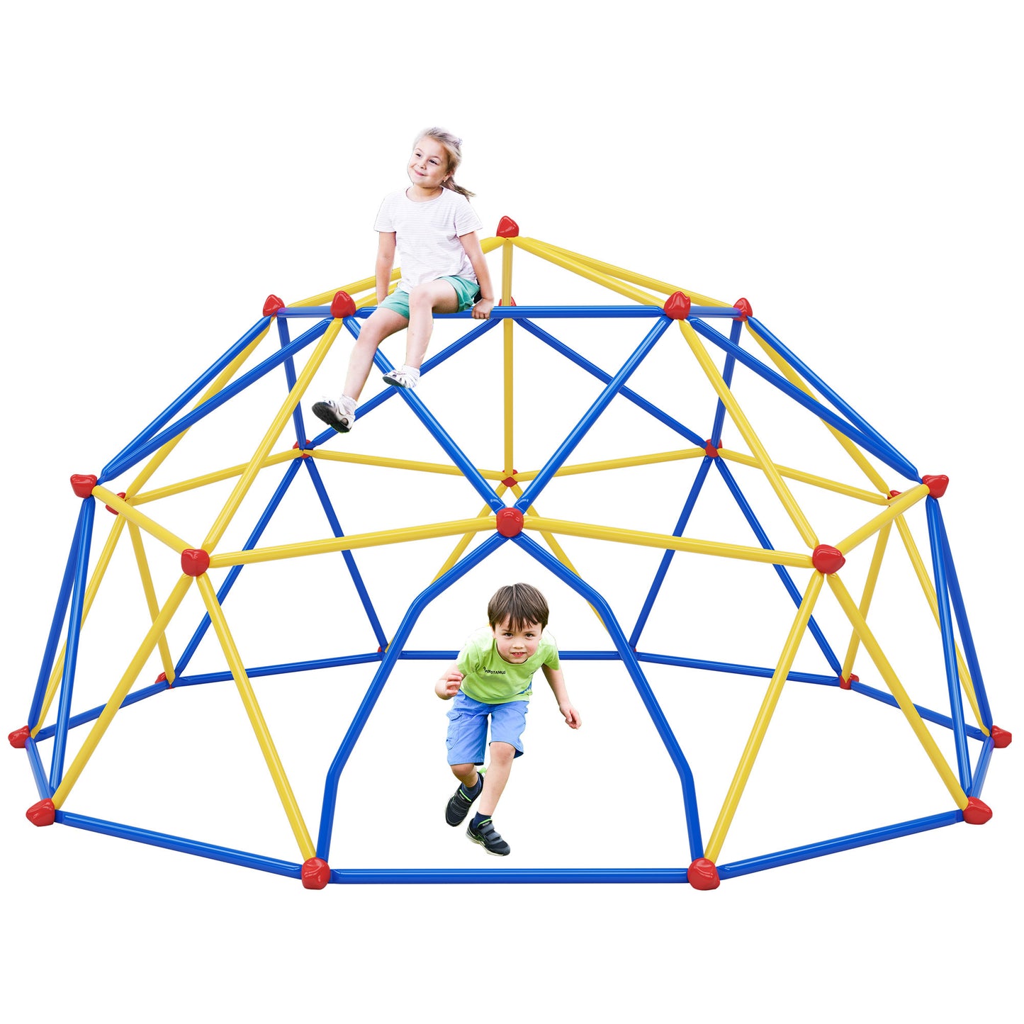 10ft Geometric Dome Climber Play Center, Kids Climbing Dome Tower with Hammock, Rust & UV Resistant Steel Supporting 1000 LBS