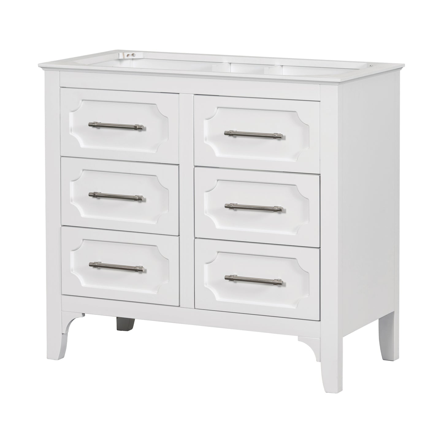 36'' Bathroom Vanity without Sink , Free Standing Single Vanity Set with Four Drawers, Solid Wood Frame Bathroom Storage Cabinet Only (NOT INCLUDE SINK)