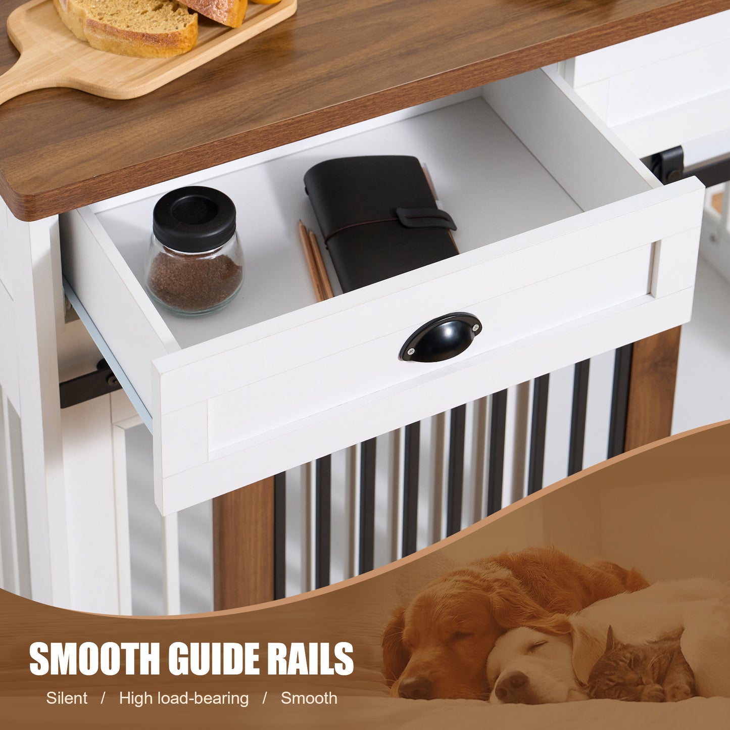 Heavy Duty Furniture style dog cage wooden dog cage double door dog cage side cabinet dog cage Dog crate (44 1/2"W *26"D *33 1/4"H)