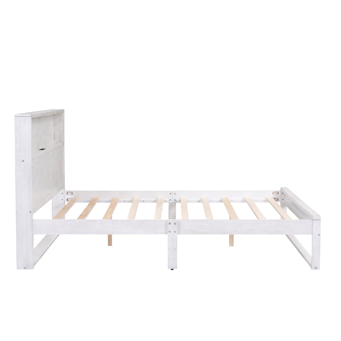 3-Pieces Bedroom Sets Queen Size Platform Bed with Nightstand and Dresser,Antique White