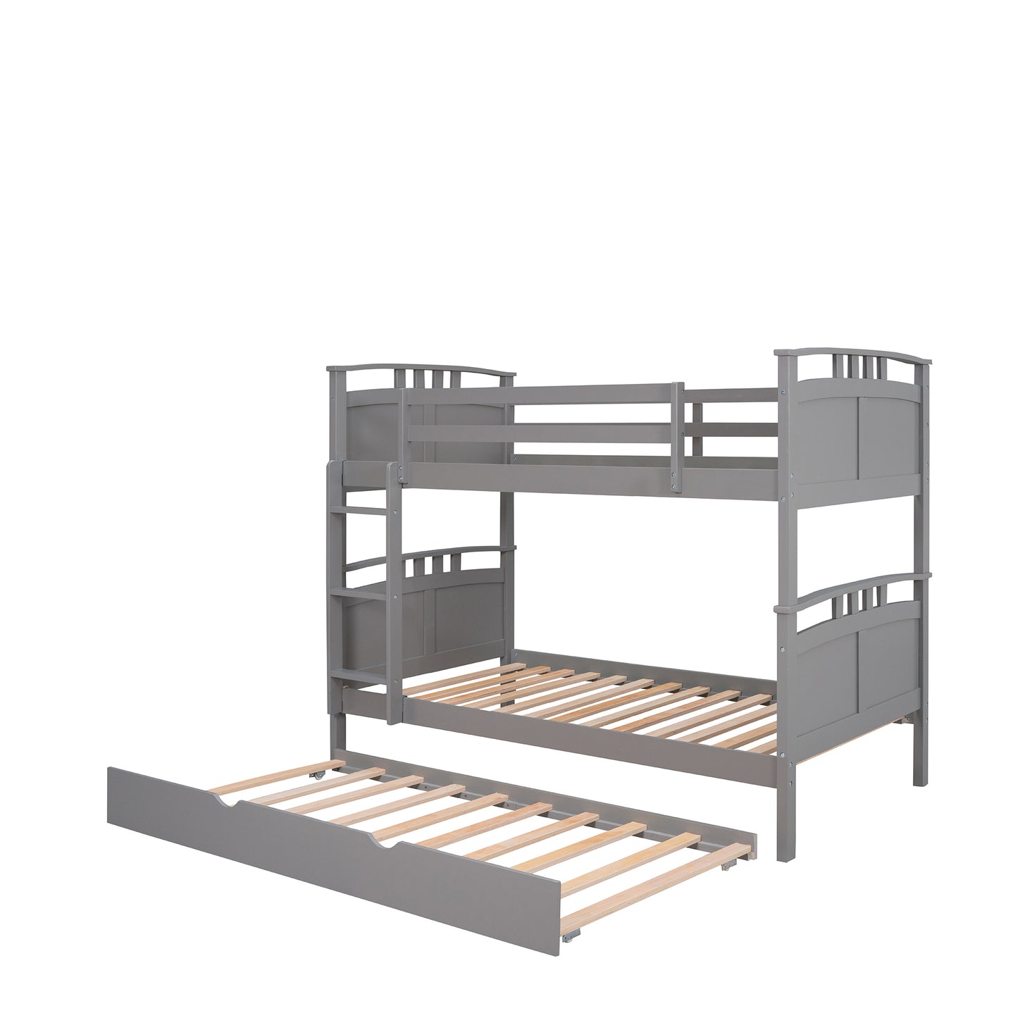 Twin-Over-Twin Bunk Bed with Twin size Trundle , Separable Bunk Bed for Bedroom - Grey